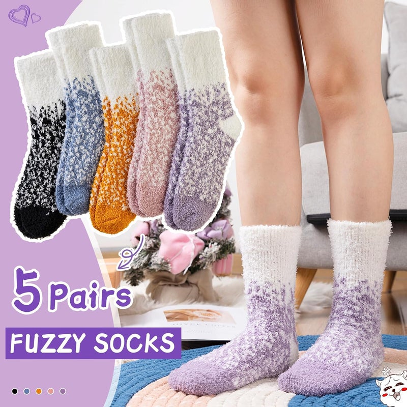 AMENLAN Store Women Fuzzy Slipper Socks Winter Microfiber Soft Cozy Plush Fluffy Socks Warm Comfy Thermal Home Sleeping Socks - Image 5